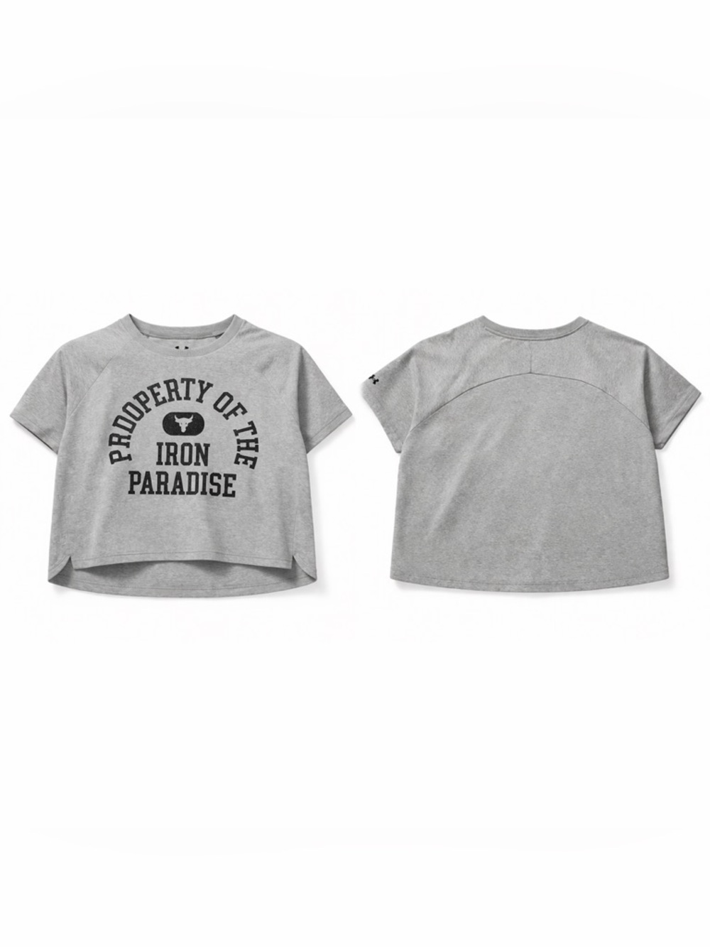 Under Armour Light Gray Cropped Iron Paradise Tee Size Large - Picture 5 of 10